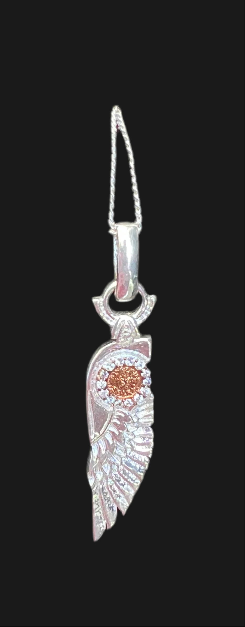 “Freedom Bling” Silver Polished Costume Jewelry Silver Eagle Wing Necklace + Chain