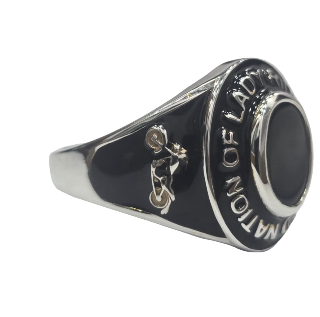 Costume Jewelry Class Ring Silver Polished setting, Black Onyx stone or Opal