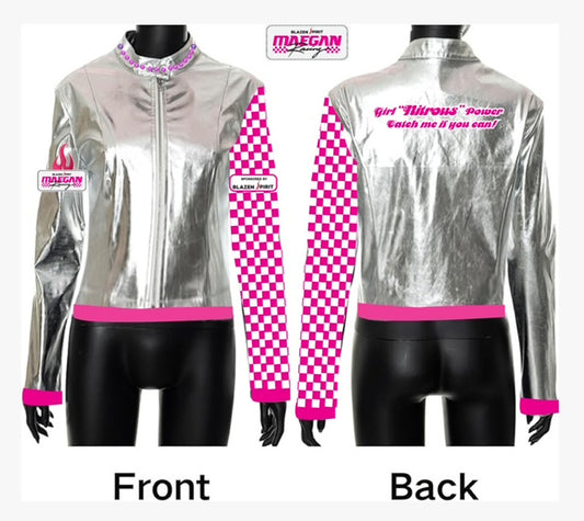 Custom Silver Cloth Jacket Race Track Jacket, Casual wear front zip style