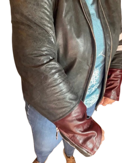 "Vintage Vibe" in Distressed Grey or Black Premium Genuine Leather  Jacket with Level 2 Guards, Back Protector and rain / warmthliner