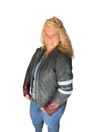 "Vintage Vibe" in Distressed Grey or Black Premium Genuine Leather  Jacket with Level 2 Guards, Back Protector and rain / warmthliner