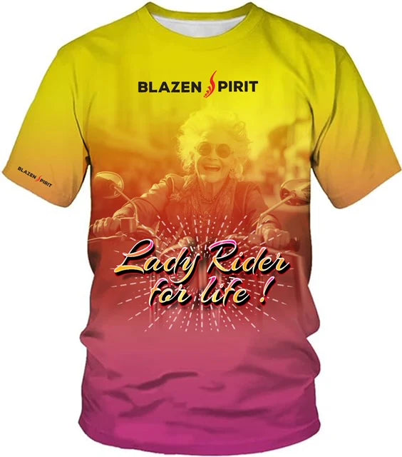 "Lady Rider for Life" Ladies T-Shirt Riding Free Casual Shirt yellow pink