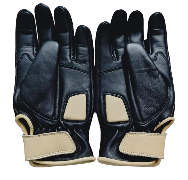 Premium Black Beige Leather Kevlar Lined, branded Blazen Spirit rain resistant riding glove