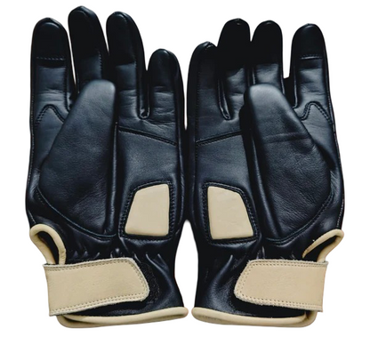 Premium Black Beige Leather Kevlar Lined, branded Blazen Spirit rain resistant riding glove