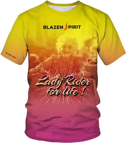 "Lady Rider for Life" Ladies T-Shirt Riding Free Casual Shirt yellow pink