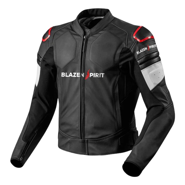 SUPER Moto Lady Racer  Suit in Premium Black leather, Red and white accents.