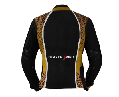 Blazen Spirit Signature "Raven" Cordura Textile Jacket in Black, Yellow and Cheetah Print