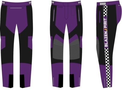 "Racer Fame" Riding pants, Cordura Textile Fabric in Dark Purple or Dark Pink All Seasons with CE2 Guards, removable quilted liner