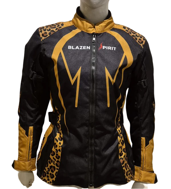 Blazen Spirit Signature "Raven" Cordura Textile Jacket in Black, Yellow and Cheetah Print