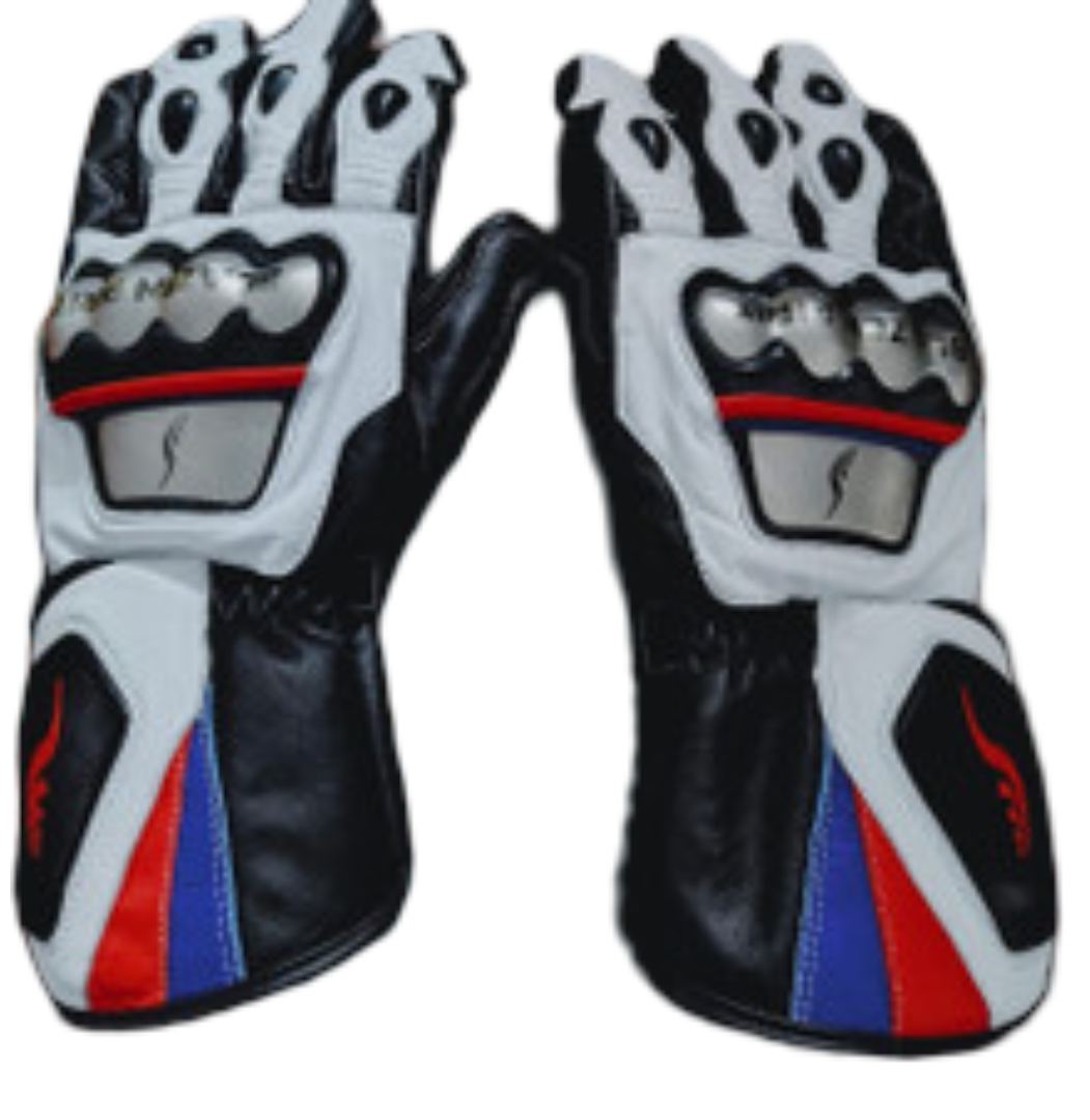 Premium Red White Black Leather branded Blazen Spirit rain resistant riding glove