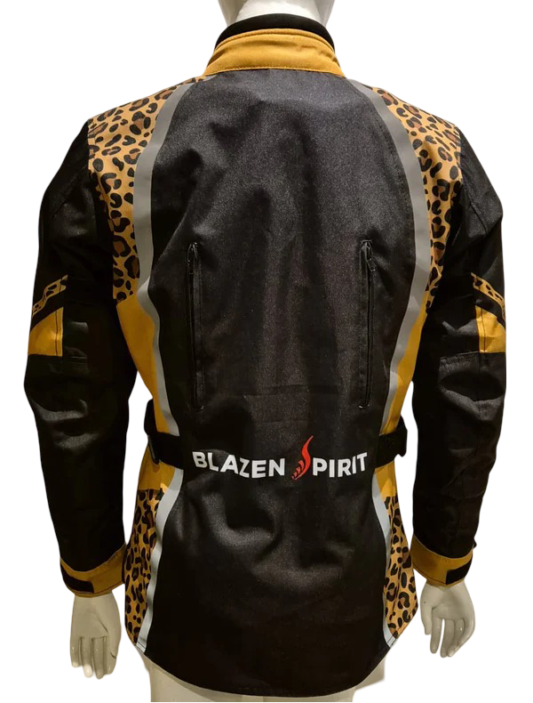 Blazen Spirit Signature "Raven" Cordura Textile Jacket in Black, Yellow and Cheetah Print