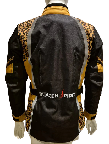 Blazen Spirit Signature "Raven" Cordura Textile Jacket in Black, Yellow and Cheetah Print
