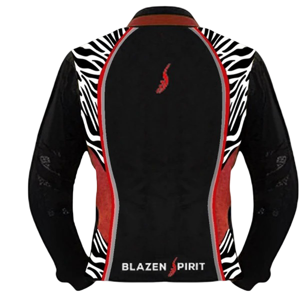 Blazen Spirit Signature  "Zara" Textile All Weather Jacket Red Black White Zebra Print (Lady Rider, Stylish Motorcycle Jacket)