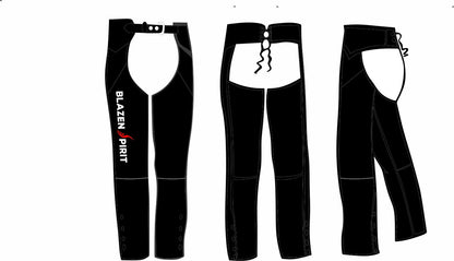 "Hulee" Premium Leather Chaps Blazen Spirit with inner liner, lower snaps and adjusting belt