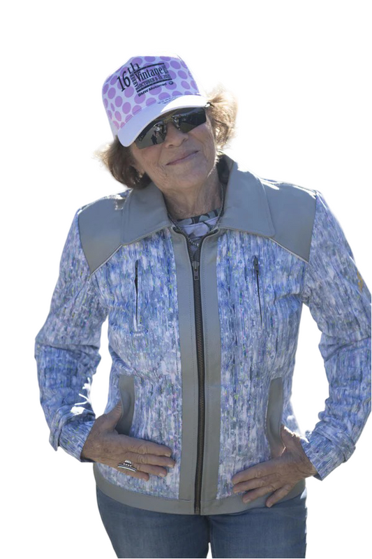 Blazen Spirit Signature "Opal" Cordura Textile Jacket in Blue - Grey Leather accents, leather elbow and shoulder trims + Level 2 Guards