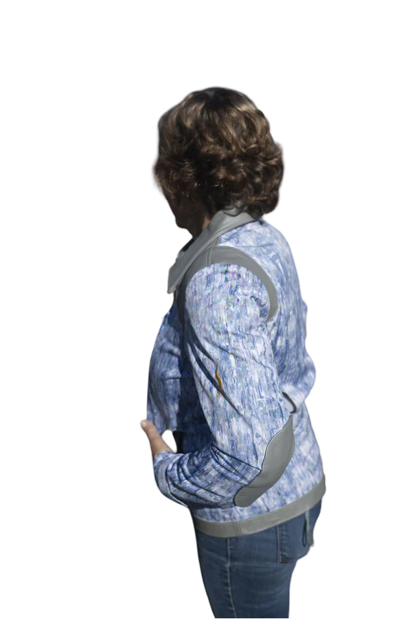 Blazen Spirit Signature "Opal" Cordura Textile Jacket in Blue - Grey Leather accents, leather elbow and shoulder trims + Level 2 Guards