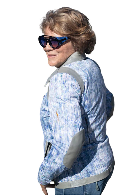 Blazen Spirit Signature "Opal" Cordura Textile Jacket in Blue - Grey Leather accents, leather elbow and shoulder trims + Level 2 Guards