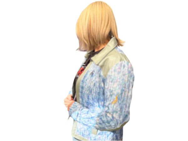 Blazen Spirit Signature "Opal" Cordura Textile Jacket in Blue - Grey Leather accents, leather elbow and shoulder trims + Level 2 Guards
