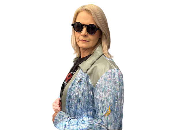 Blazen Spirit Signature "Opal" Cordura Textile Jacket in Blue - Grey Leather accents, leather elbow and shoulder trims + Level 2 Guards