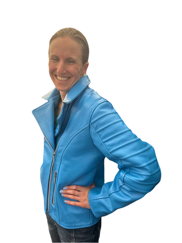 Leather Cruiser Chic Jacket & Chaps  Dark Red,  Ocean Blue, Dark Purple(CUSTOM Color available)