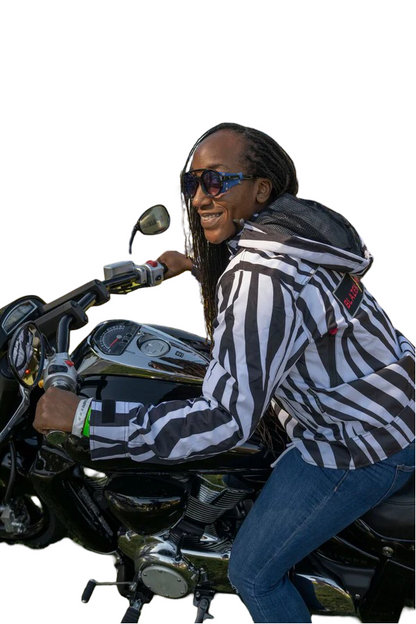 Blazen Spirits "Safari" Textile Full Print Zebra Protective Jacket with Level 2 Guards at elbow and back