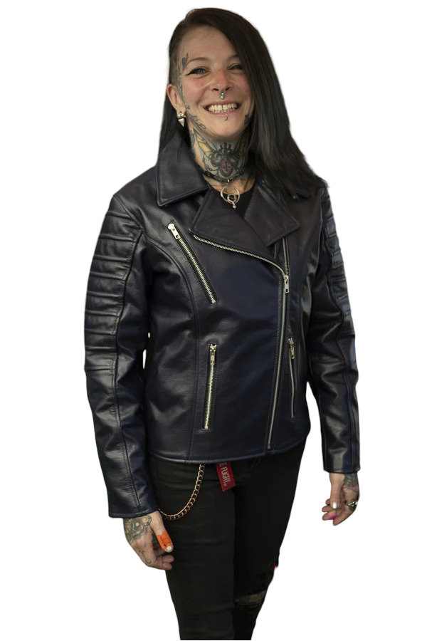 Leather Cruiser Chic Jacket & Chaps  Dark Red,  Ocean Blue, Dark Purple(CUSTOM Color available)