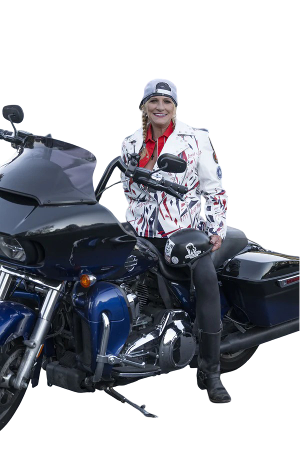 Patriotic Leather Jacket Blazen Spirit with Military Tribute Lady Military Rider Style!