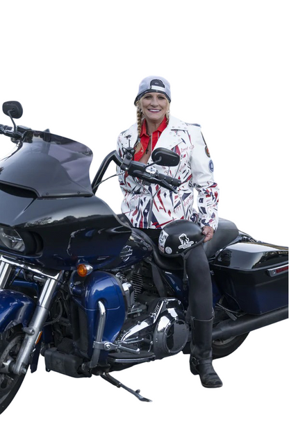 Patriotic Leather Jacket Blazen Spirit with Military Tribute Lady Military Rider Style!