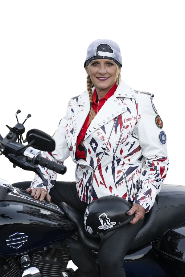 Patriotic Leather Jacket Blazen Spirit with Military Tribute Lady Military Rider Style!