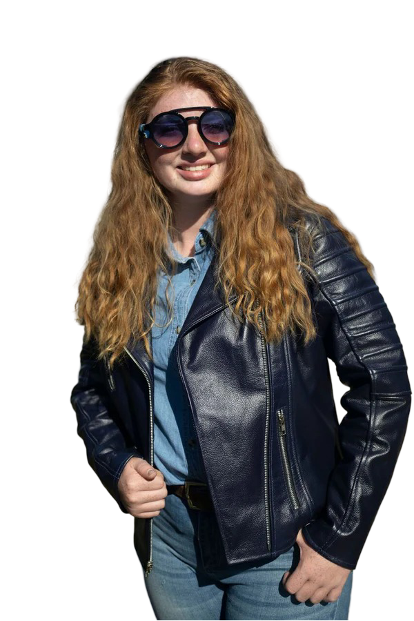 Leather Cruiser Chic Jacket & Chaps  Dark Red,  Ocean Blue, Dark Purple(CUSTOM Color available)