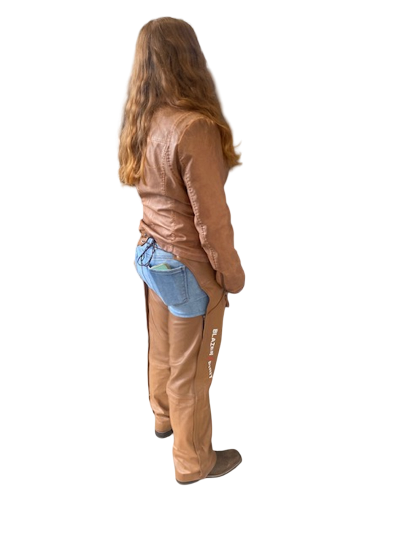 "Hulee" Premium Leather Chaps Blazen Spirit with inner liner, lower snaps and adjusting belt