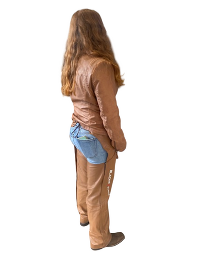 "Hulee" Premium Leather Chaps Blazen Spirit with inner liner, lower snaps and adjusting belt