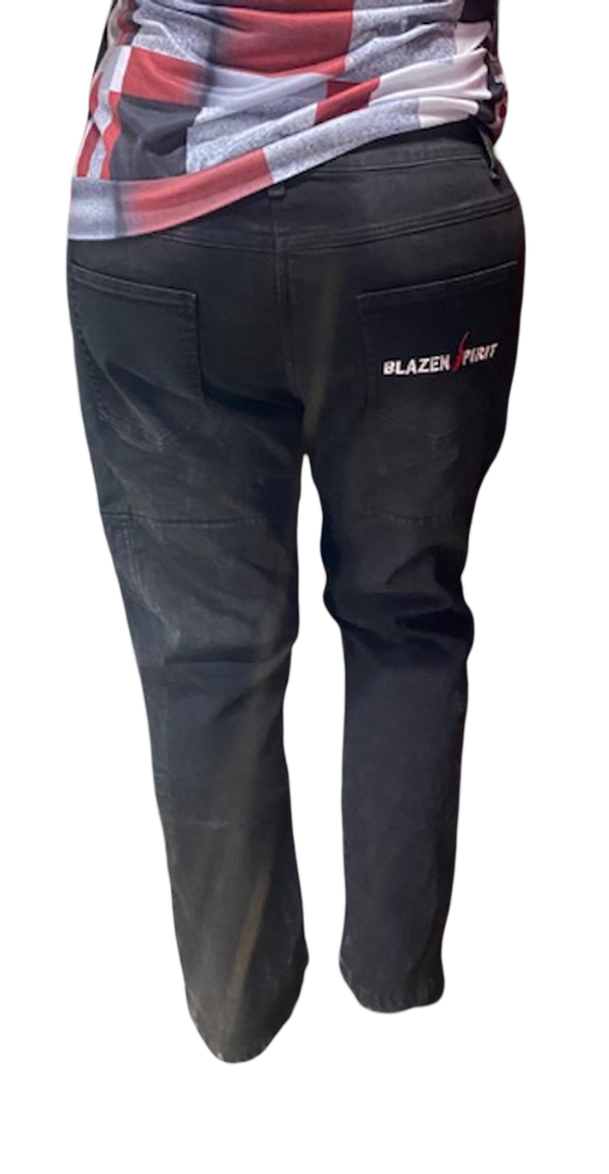 "Rhonda" Black lined Motorcycle Jeans Blazen Spirit Protective Kevlar Lined with Level 2 Guards Mesh Lined pants
