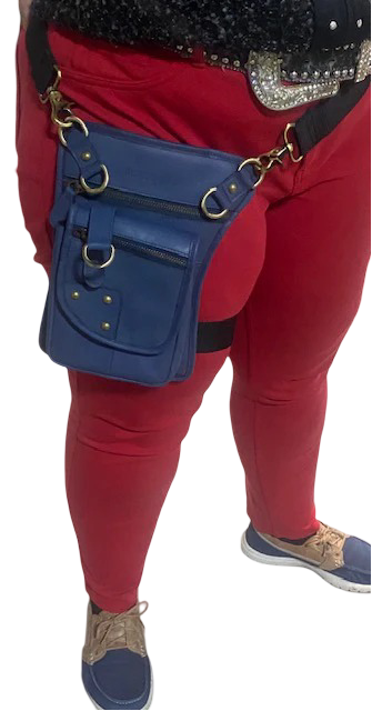 Genuine Leather Thigh Bag for Riders, with 2 adjusting straps Lady motorcycle thigh bag
