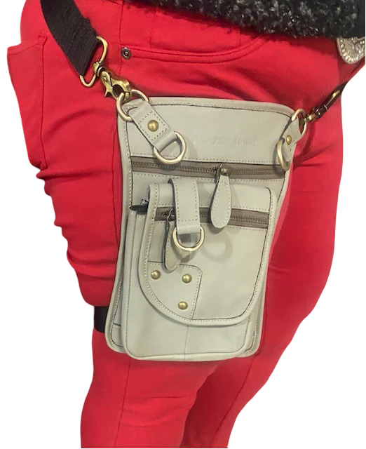 Genuine Leather Thigh Bag for Riders, with 2 adjusting straps Lady motorcycle thigh bag