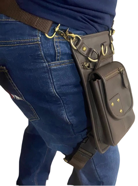 Genuine Leather Thigh Bag for Riders, with 2 adjusting straps Lady motorcycle thigh bag