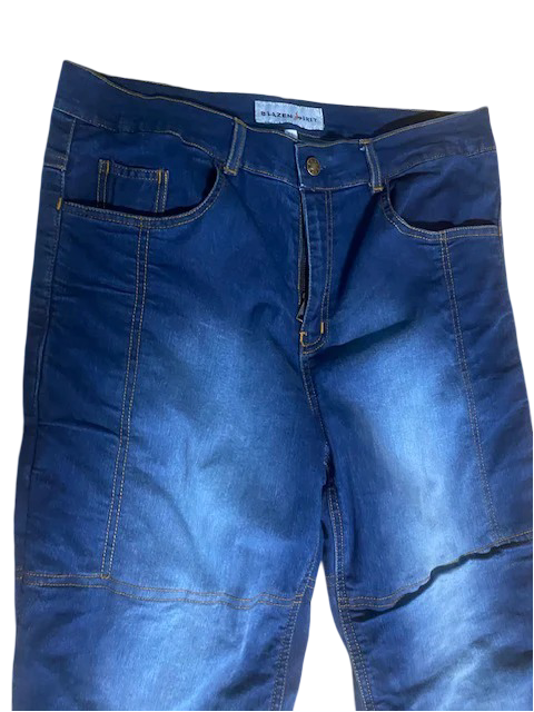Signature Durable "Victoria" Blue Jeans Blazen Spirit Protective Lady Rider Jeans, Blue, Black, Gray and Tan