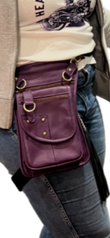 Genuine Leather Thigh Bag for Riders, with 2 adjusting straps Lady motorcycle thigh bag