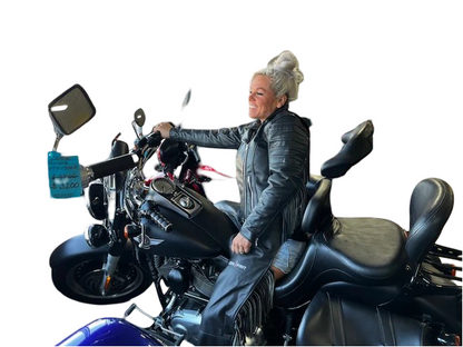 Leather Cruiser Chic Jacket & Chaps  Dark Red,  Ocean Blue, Dark Purple(CUSTOM Color available)