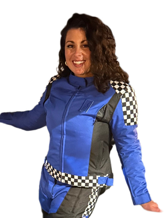 "Racer Fame" Riding Jacket, Cordura Textile Fabric in Dark Purple or Dark Pink All Seasons with CE2 Guards, removable quilted liner