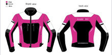 2 pc Premium Textile Lady Rider "Debbie" Motorcyclist Suit in Barbie Pink, white and black Cordura 600D Fabric