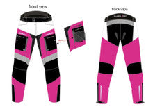 2 pc Premium Textile Lady Rider "Debbie" Motorcyclist Suit in Barbie Pink, white and black Cordura 600D Fabric