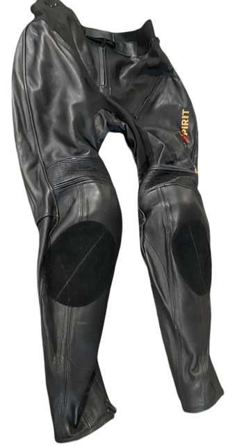 SUPER Moto Lady Racer  Suit in Premium Black leather, Red and white accents.