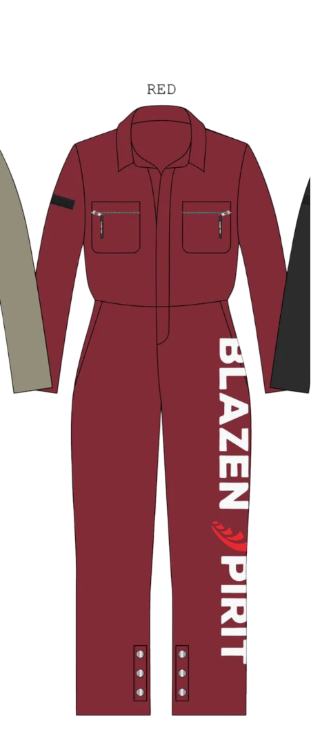 LS Fashionable and Durable Blazen Spirit Signature Heavy Coveralls with Level 2 guards, Camo, red, Black