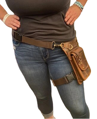 Genuine Leather Thigh Bag for Riders, with 2 adjusting straps Lady motorcycle thigh bag
