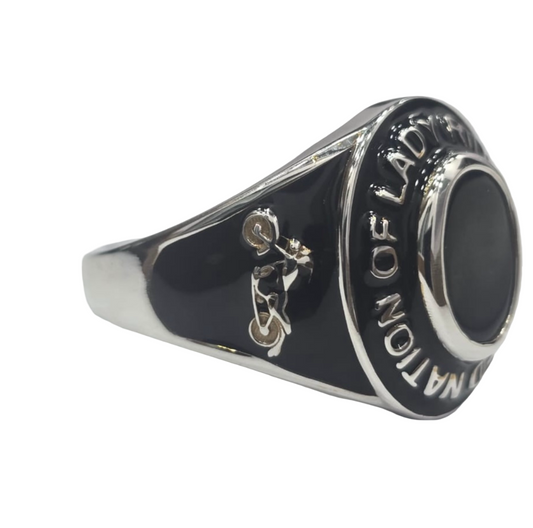 Costume Jewelry Class Ring Silver Polished setting, Black Onyx stone or Opal