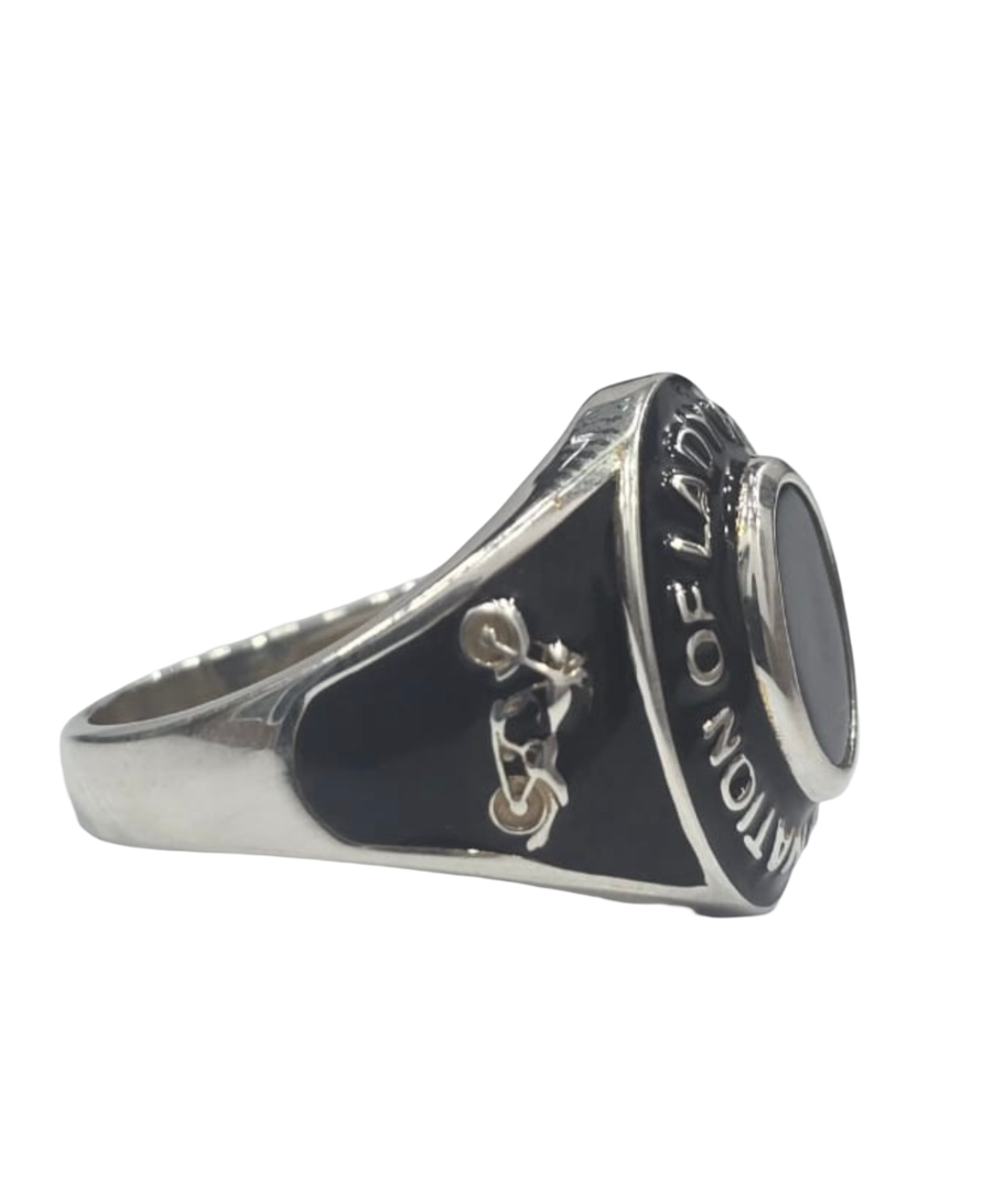 Costume Jewelry Class Ring Silver Polished setting, Black Onyx stone or Opal