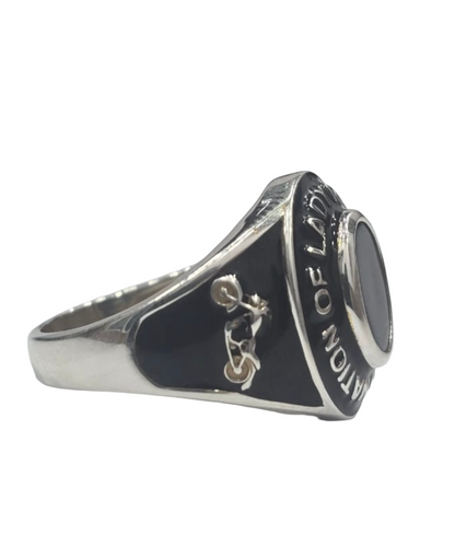 Costume Jewelry Class Ring Silver Polished setting, Black Onyx stone or Opal