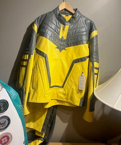 Deep Yellow and Grey 3X Leather Jacket & Chaps set Blazen Spirit Zip Out Liner for jacket, ONE Of only