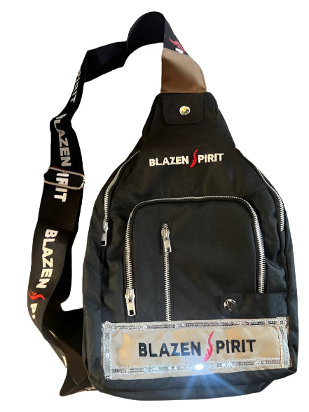 Blazen Spirit Large Textile Fashion Crossbody Black Silver Multifunctional pockets